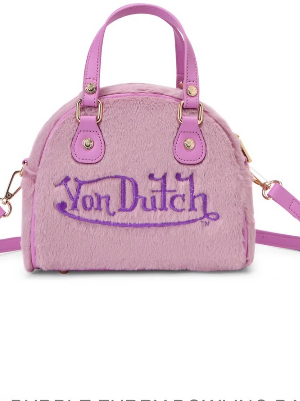 Von Dutch Lavender & Purple Fuzzy Dome Satchel